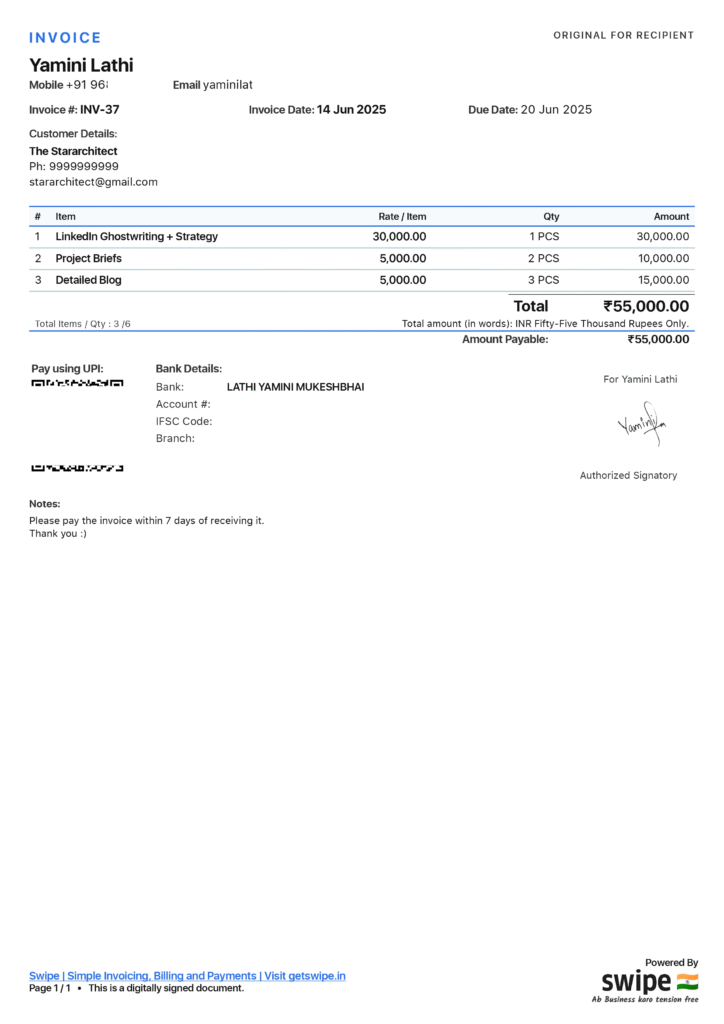 Freelance Invoice