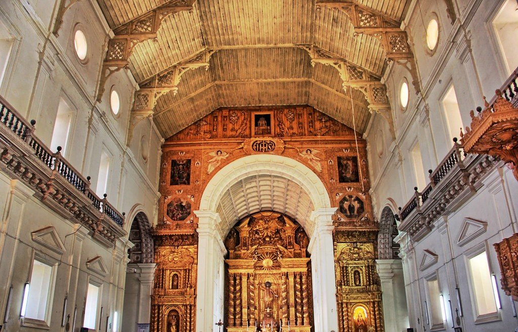 Basilica of Bom Jesus in Goa with Baroque structure and Indian stylistic adaptations.
