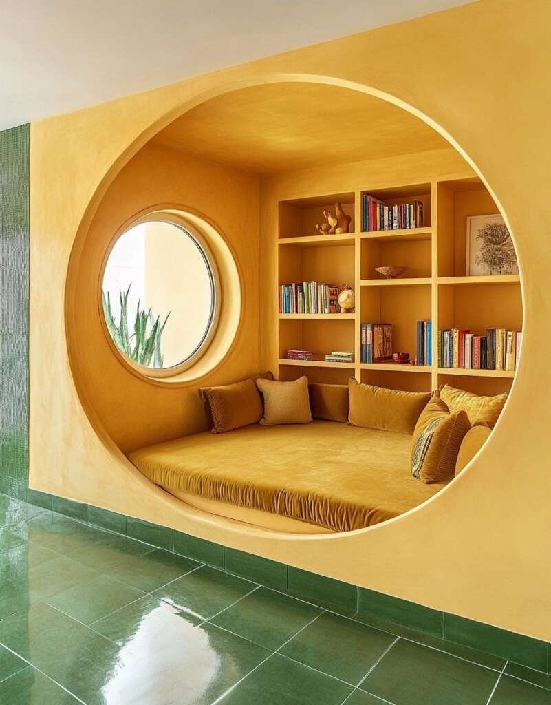 Yellow reading and creative nook