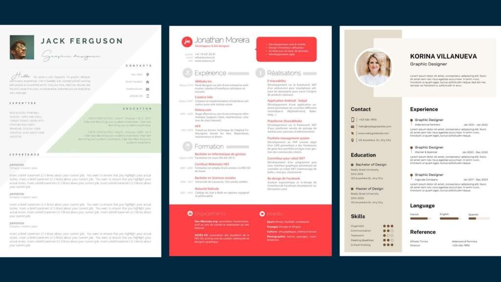 Strategic colour use and generous white space help define resume sections with clarity and elegance.