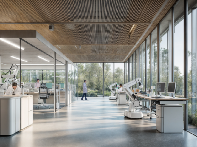 Interior view of a KWIN City to Strengthen biopharmaceutical and scientific research by incorporating cutting-edge technology and establishing clinical trial centres and research labs