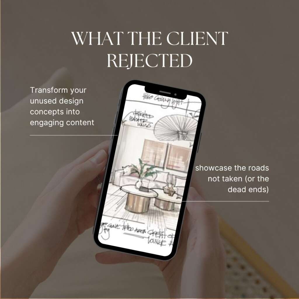phone showing the image of a living room sketch
