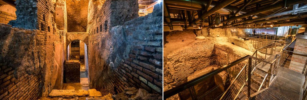 composite image of underground archeological tunnels of Vicus Caprarius