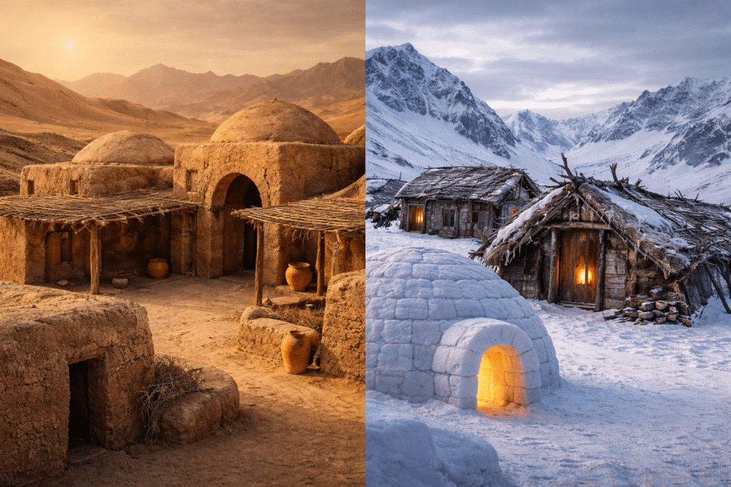 Vernacular architecture influencing resilient design in extreme climates