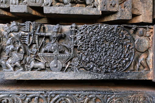 Hoysaleswara Temple at Halebidu showcasing its elaborate stone carvings