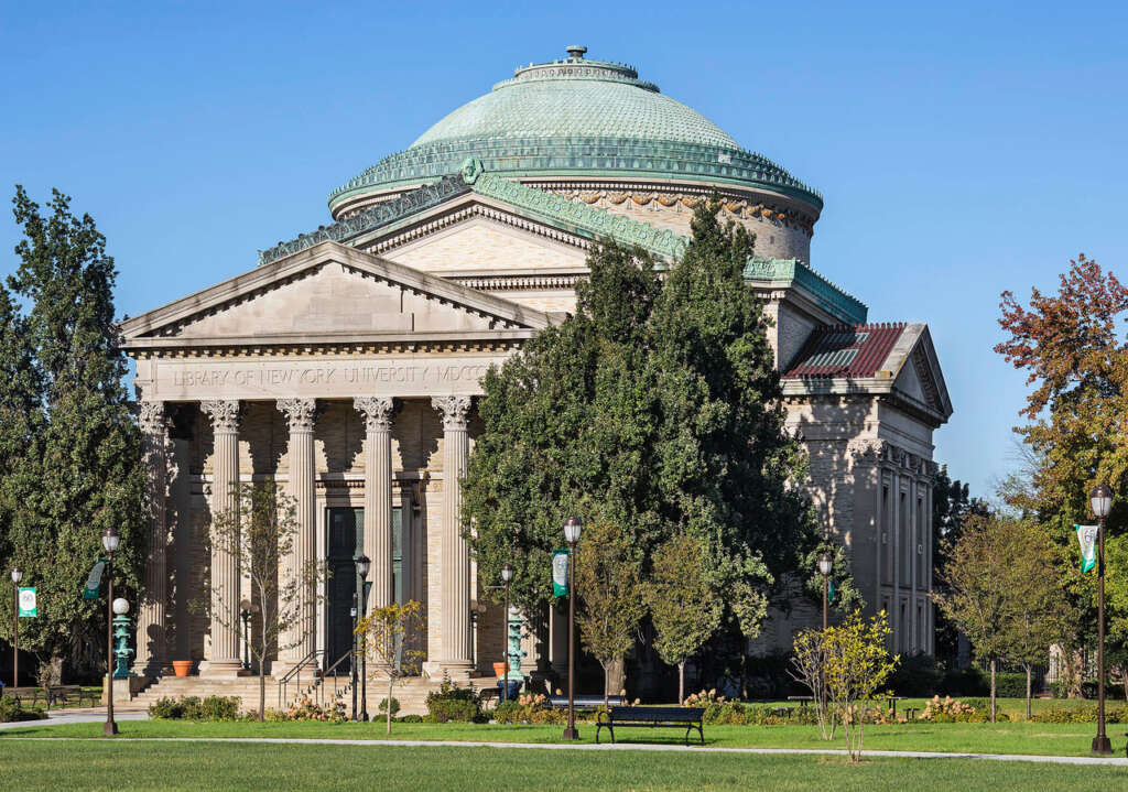 elevation of Gould Memorial Library in the Bronx, New York
