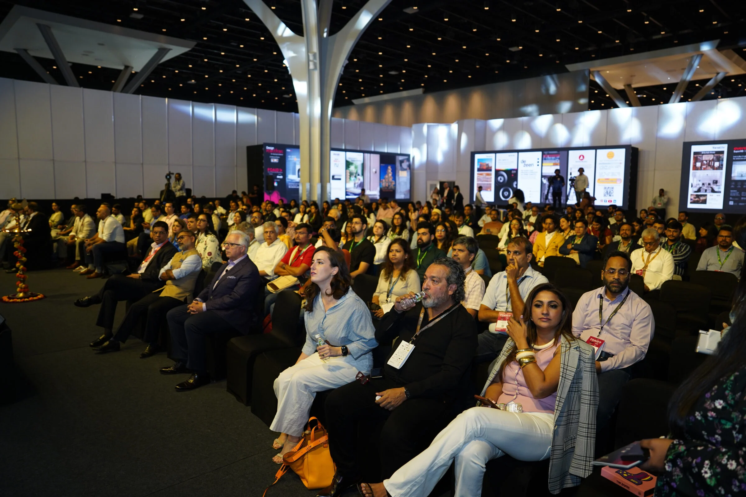 Architecture and interior design expos in Delhi this November, featuring a modern exhibition hall, design displays, and industry visitors.